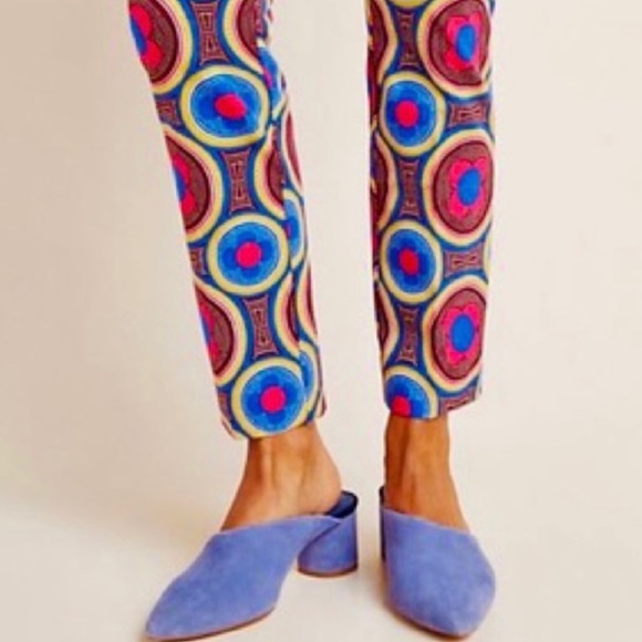ANTHROPOLOGIE The Essential Slim Trousers - Cropped in Retro Geometric Print - Picture 4 of 7